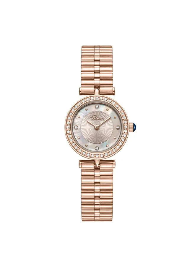 Agra Light Pink Dial Stainless Steel Bracelet Analog Watch for Women, 24mm